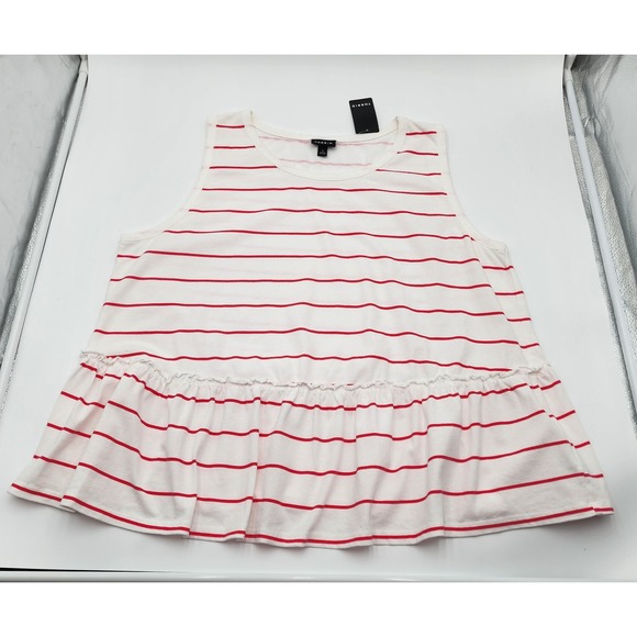 torrid Tops - Torrid Tank Top Women 14-16 White Red NEW Striped Babydoll Peplum Ruffle Cotton